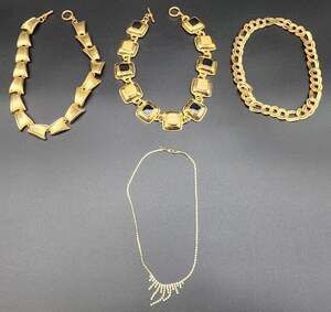Lot of 4 Vintage Gold Tone Necklaces Mixed Styles Elegant Women’s Jewelry